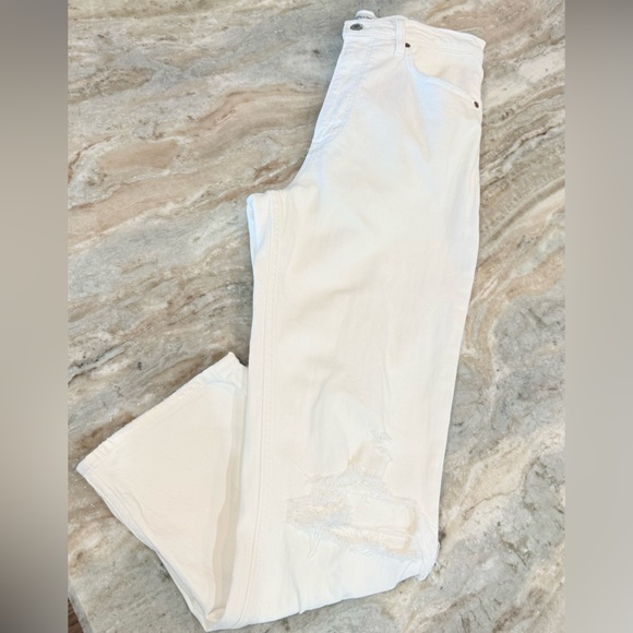 Women’s ABERCROMBIE & FITCH The Ankle Straight Ultra High Rise white jean Sz 10 - Picture 8 of 10